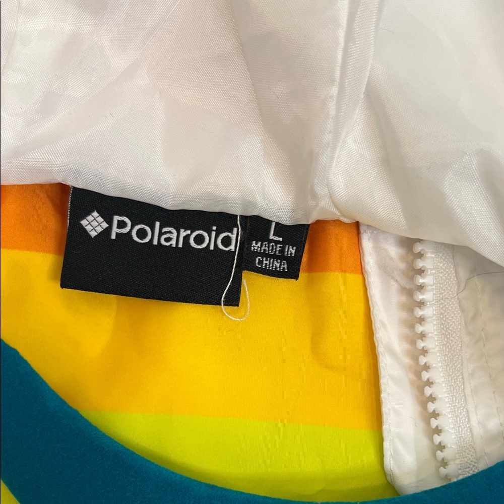 Polaroid White rain hoodie with Rainbow Accents NWoT size L - Picture 6 of 10